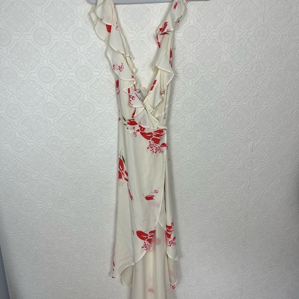 Privacy Please Fillmore Wrap‎ Midi Dress Cream Floral Strappy Slit - Picture 4 of 8